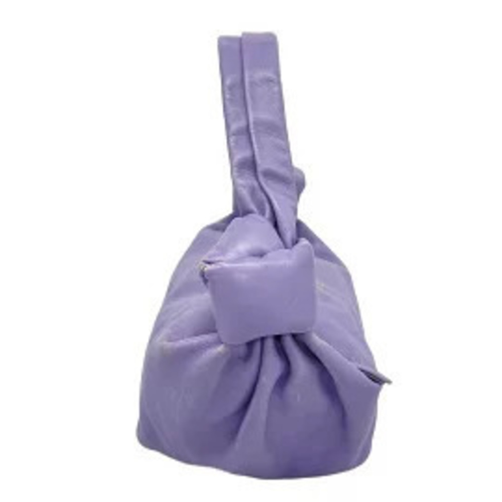 Bottega Veneta Double Knot Handbag Purple Leather